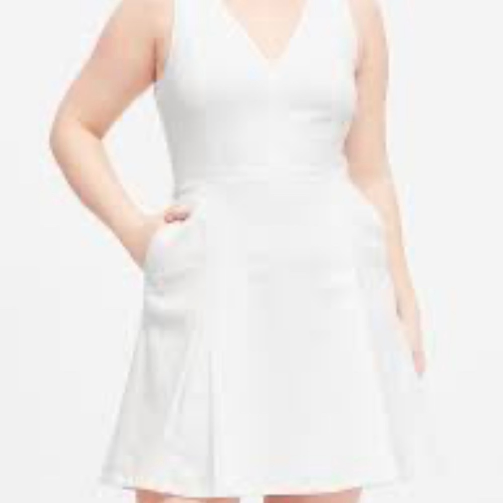 Banana Republic White Denim Fit & Flare Dress (Tall)